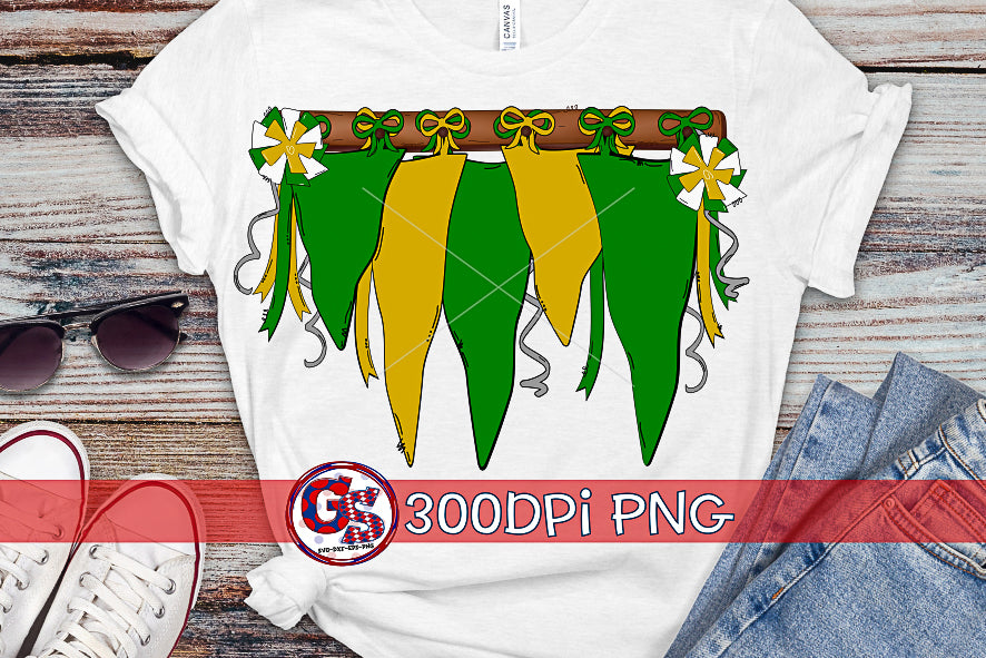 Green and Gold Spirit Pennants PNG for Sublimation-Homecoming PNG