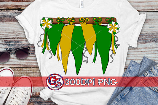 Green and Gold Spirit Pennants PNG for Sublimation-Homecoming PNG