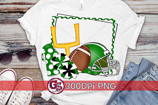 Football Frame Green PNG for Sublimation
