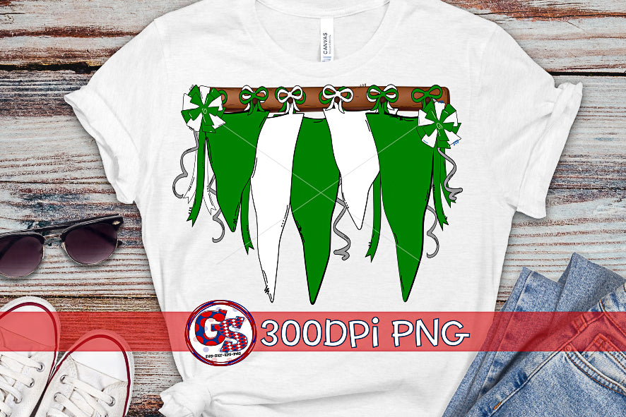 Green Spirit Pennants PNG for Sublimation-Homecoming PNG
