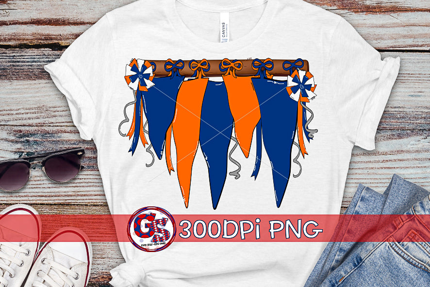 Navy and Orange Spirit Pennants PNG for Sublimation-Homecoming PNG