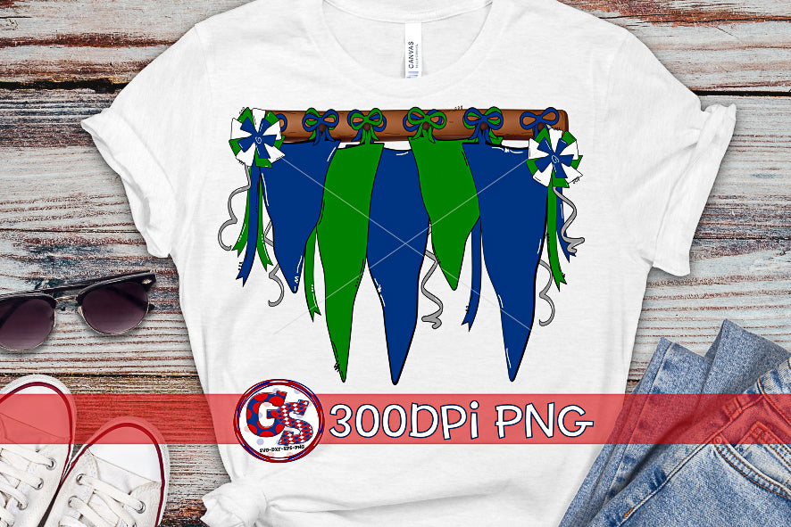 Navy and Green Spirit Pennants PNG for Sublimation-Homecoming PNG