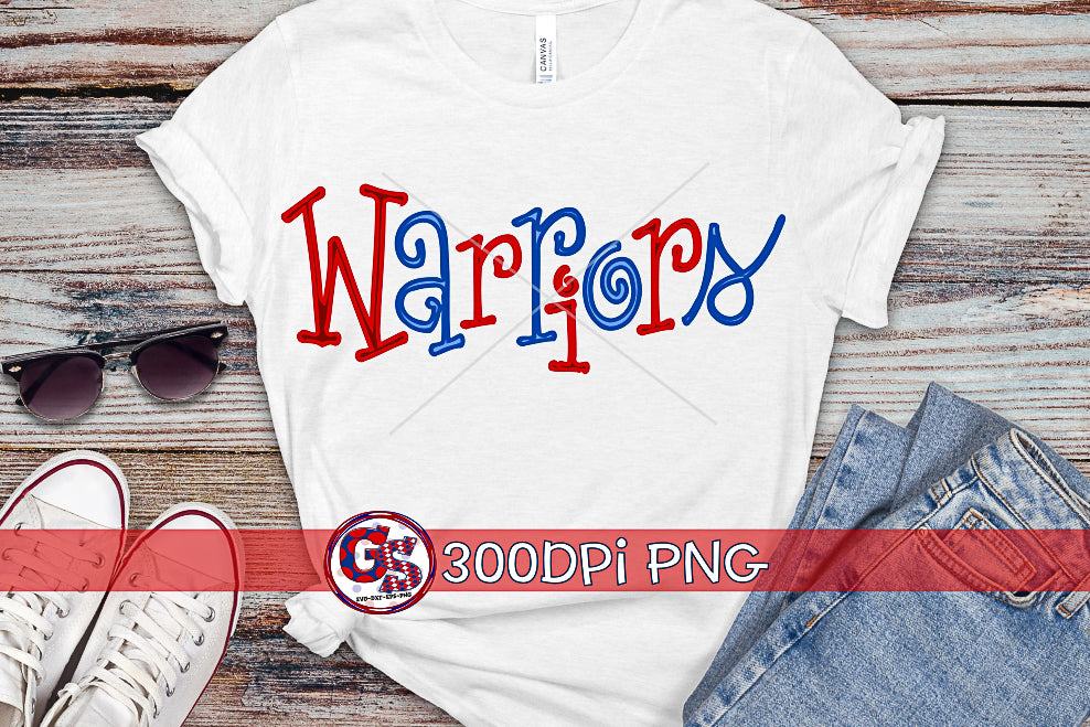 Warriors Editable Hand Lettered PNG for Sublimation