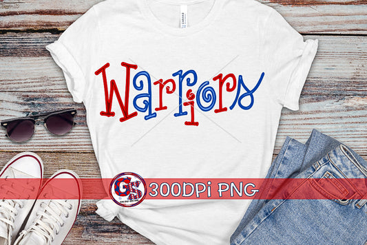 Warriors Editable Hand Lettered PNG for Sublimation