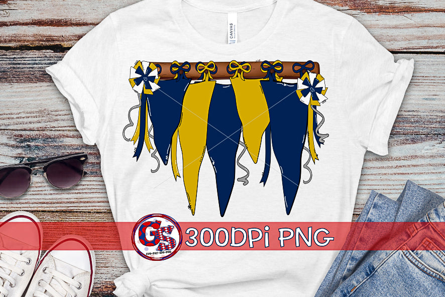 Navy and Gold Spirit Pennants PNG for Sublimation-Homecoming PNG