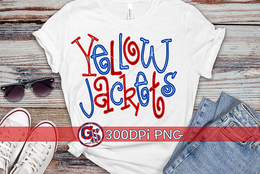 Yellow Jackets Editable Hand Lettered PNG for Sublimation