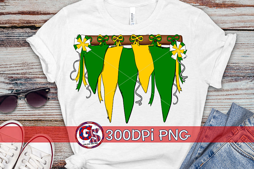 Green and Yellow Spirit Pennants PNG for Sublimation-Homecoming PNG