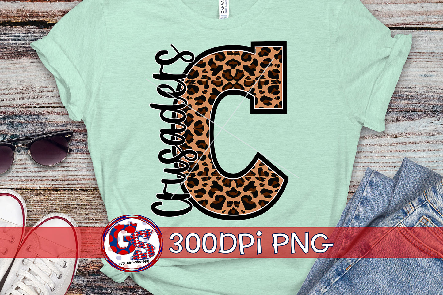 Leopard Print Crusaders C PNG for Sublimation