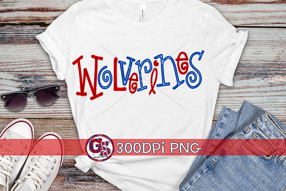 Wolverines Editable Hand Lettered PNG for Sublimation