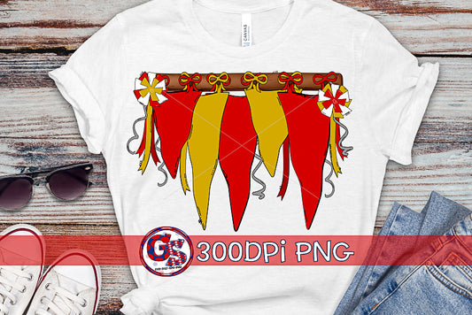 Red and Gold Spirit Pennants PNG for Sublimation-Homecoming PNG