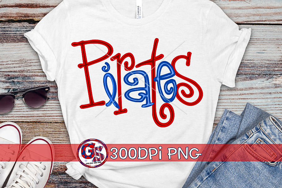 Editable Hand Lettered Pirates PNG for Sublimation
