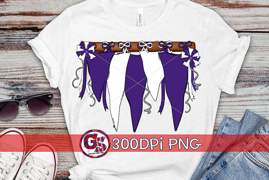 Purple and White Spirit Pennants PNG for Sublimation-Homecoming PNG