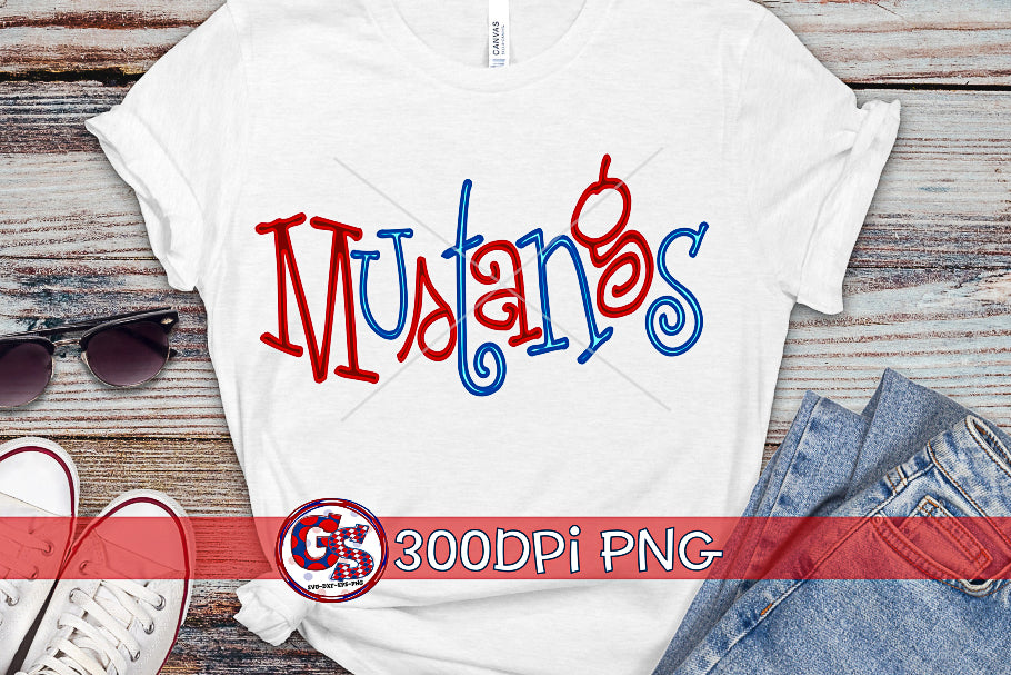 Mustangs Editable Hand Lettered PNG for Sublimation