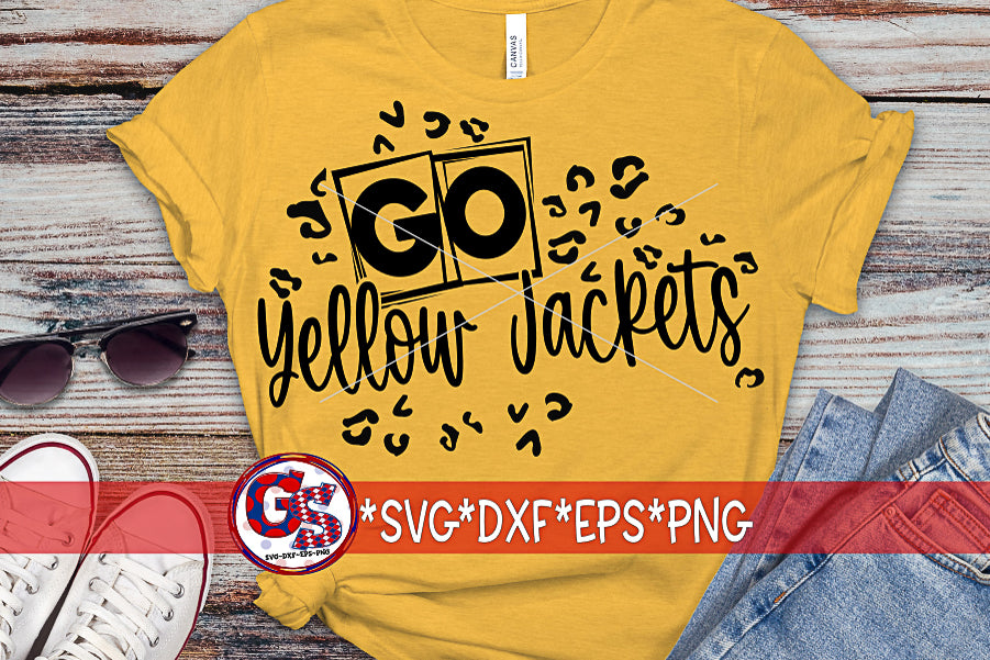 Go Yellow Jackets Leopard Print SVG DXF EPS PNG