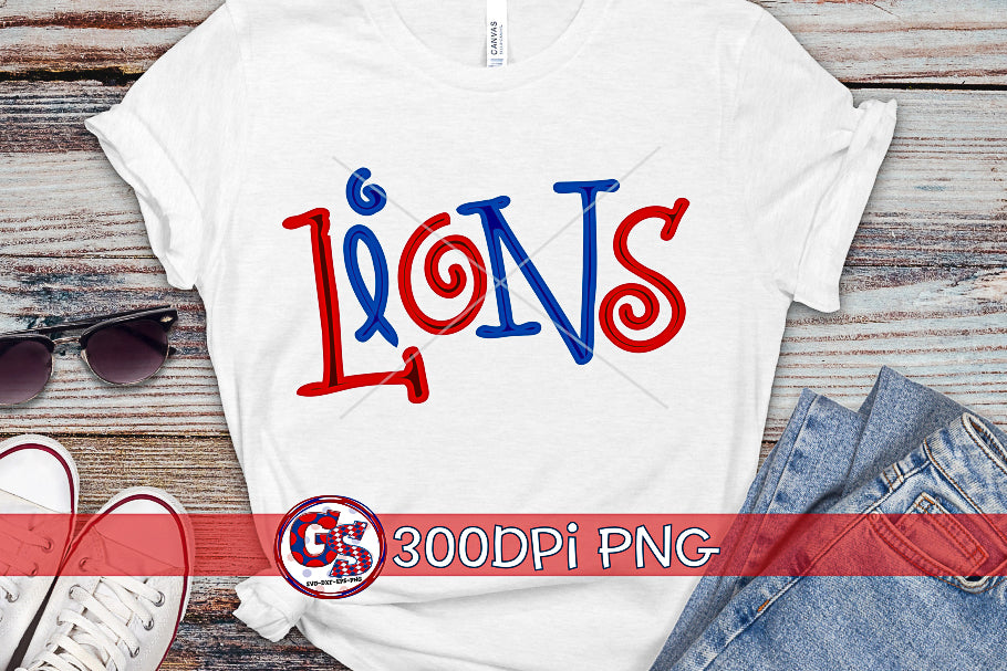 Lions Editable Hand Lettered PNG for Sublimation