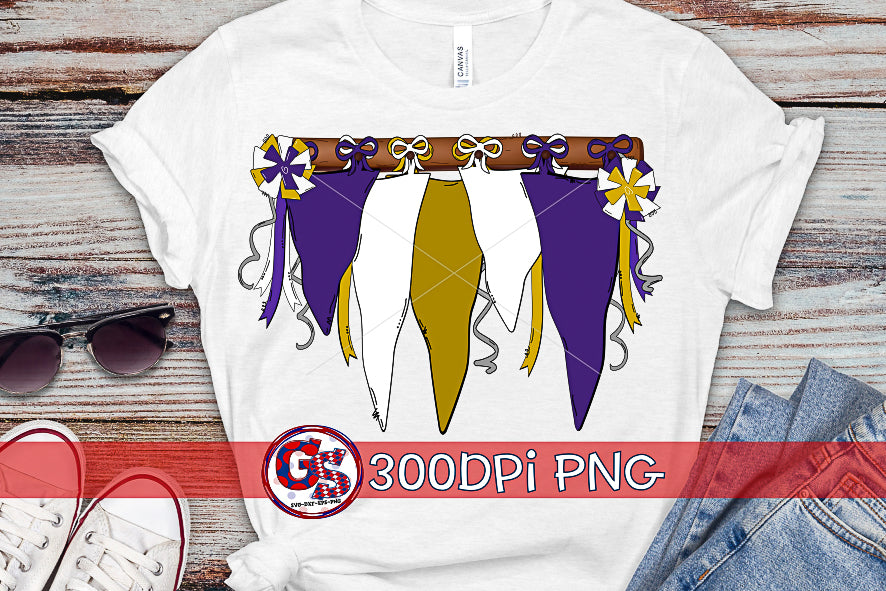 Purple and Gold Spirit Pennants PNG for Sublimation-Homecoming PNG