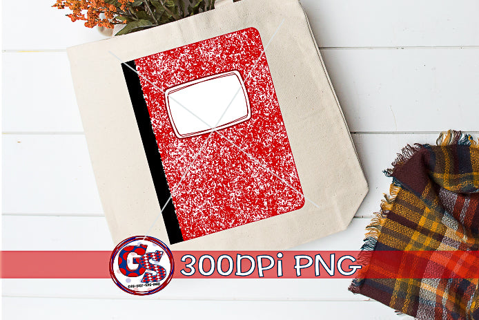 Red Composition Notebook PNG for Sublimation