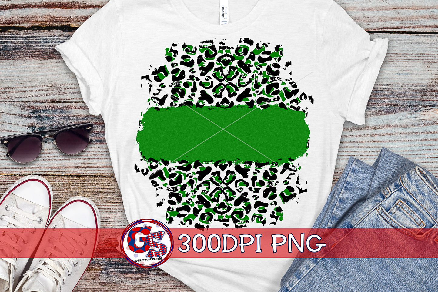 Green and Leopard Background PNG for Sublimation