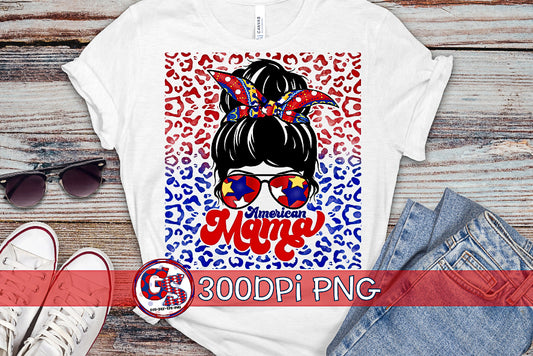 American Mama Messy Bun PNG