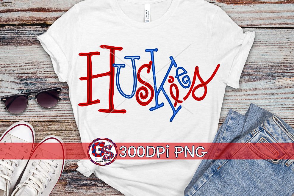 Huskies Editable Hand Lettered PNG for Sublimation