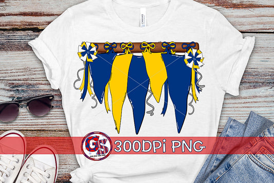 Navy and Yellow Spirit Pennants PNG for Sublimation-Homecoming PNG