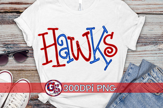 Hawks Editable Hand Lettered PNG for Sublimation