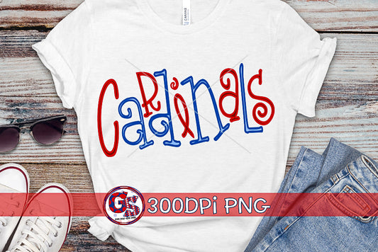 Cardinals Editable Hand Lettered PNG for Sublimation