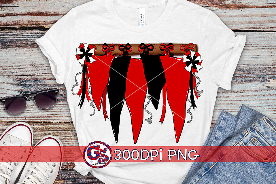 Red and Black Spirit Pennants PNG for Sublimation-Homecoming PNG
