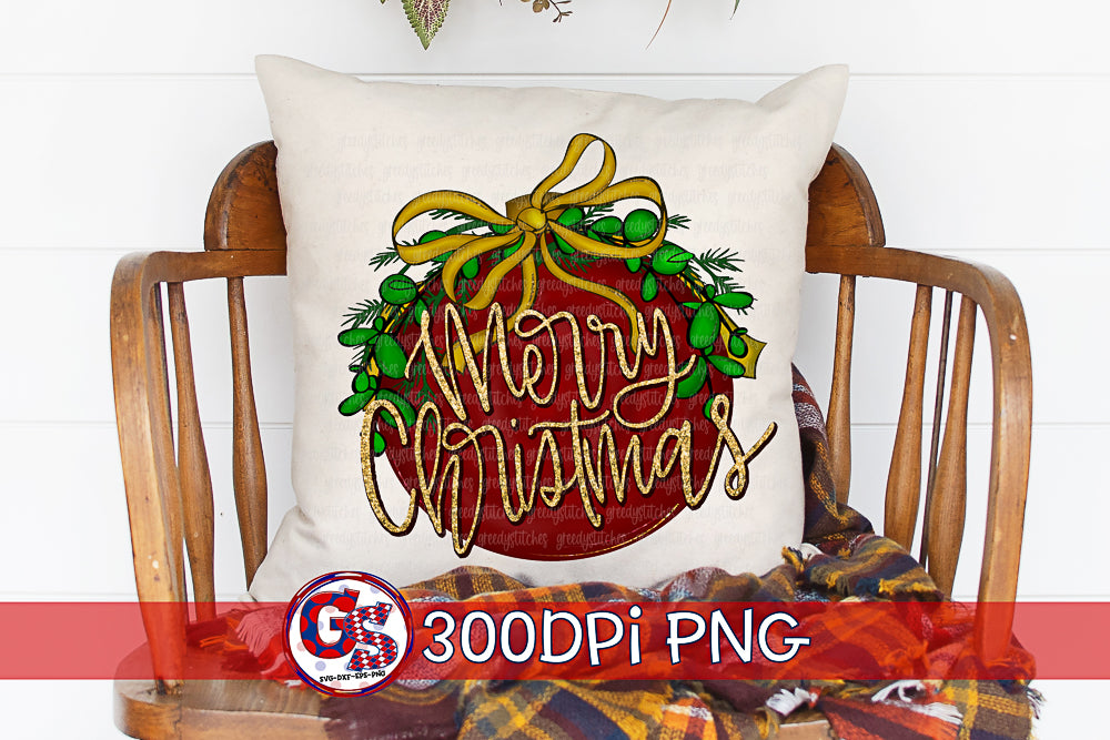 Merry Christmas Ornament PNG for Sublimation