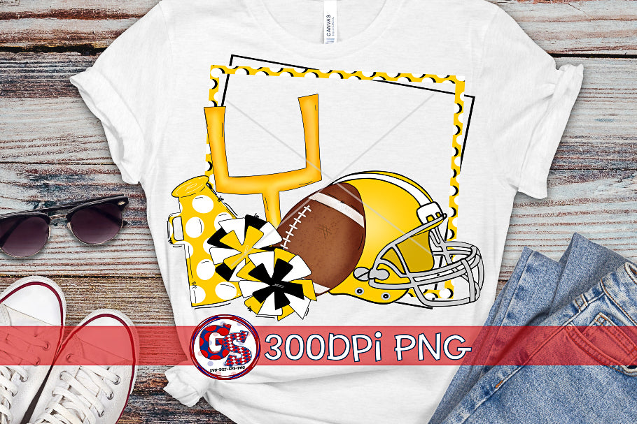 Football Frame Yellow PNG for Sublimation