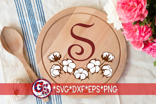 Cotton Monogram Frame/Cotton Swag SVG DXF EPS PNG