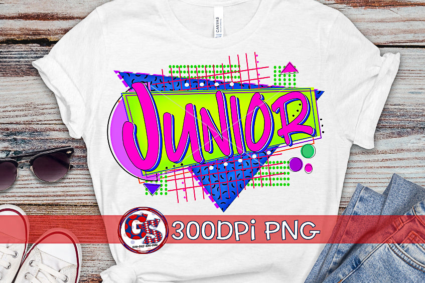 Juniors 90s Geometric Shapes PNG for Sublimation