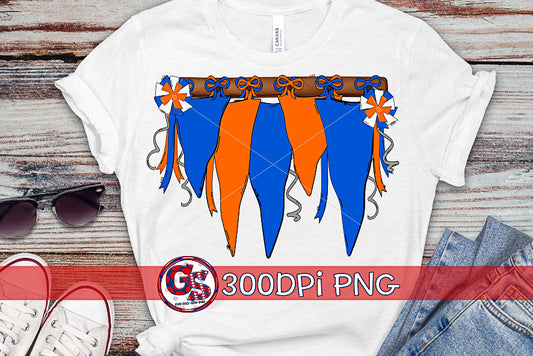 Royal Blue and Orange Spirit Pennants PNG for Sublimation-Homecoming PNG