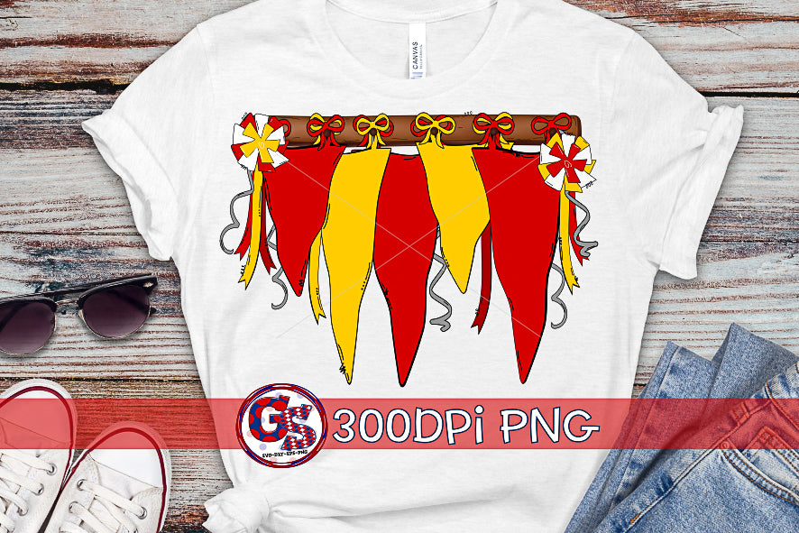 Red and Yellow Spirit Pennants PNG for Sublimation-Homecoming PNG