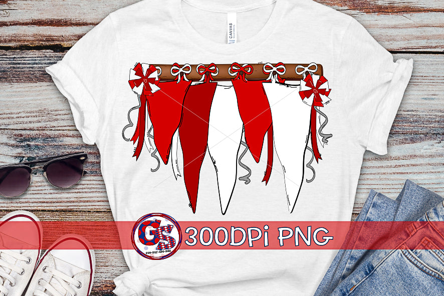 Red and White Spirit Pennants PNG for Sublimation-Homecoming PNG