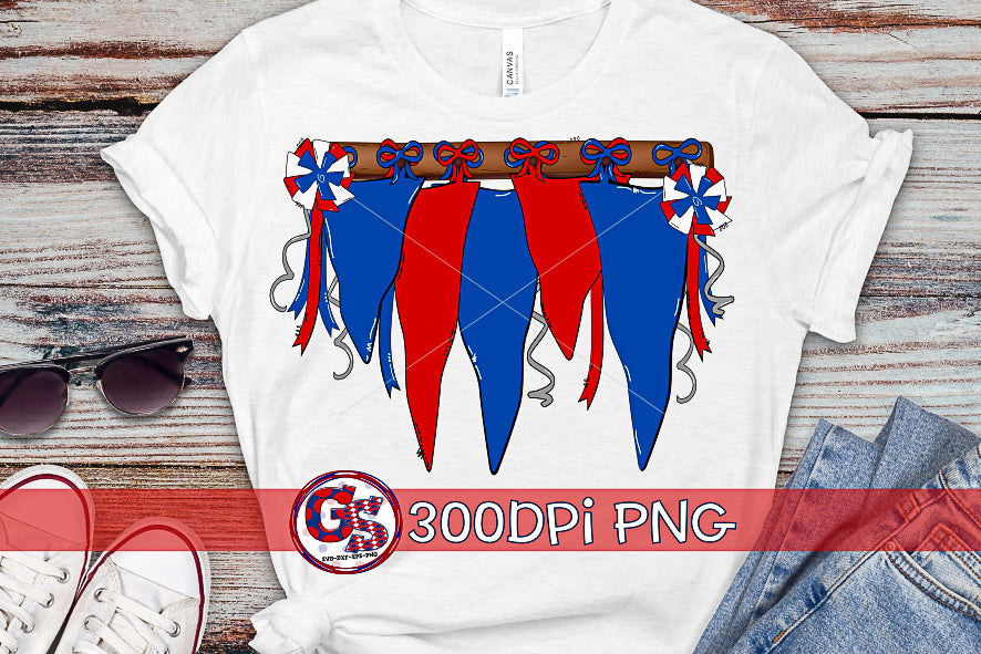 Red and Royal Blue Spirit Pennants PNG for Sublimation-Homecoming PNG
