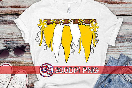 Yellow and White Spirit Pennants PNG for Sublimation-Homecoming PNG