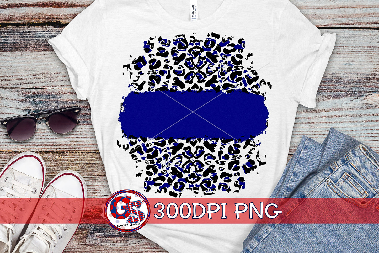 Navy and Leopard Background PNG for Sublimation