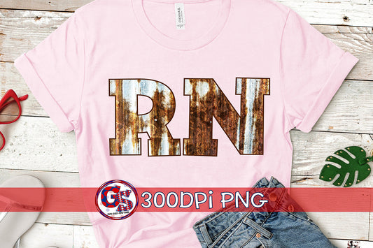 RN Nurse Rusted Tin PNG for Sublimation