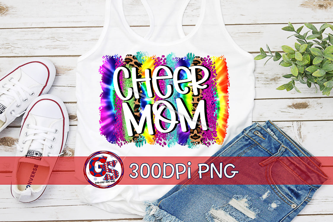 Cheer Mom Tie Dye Brush Strokes PNG for Sublimation