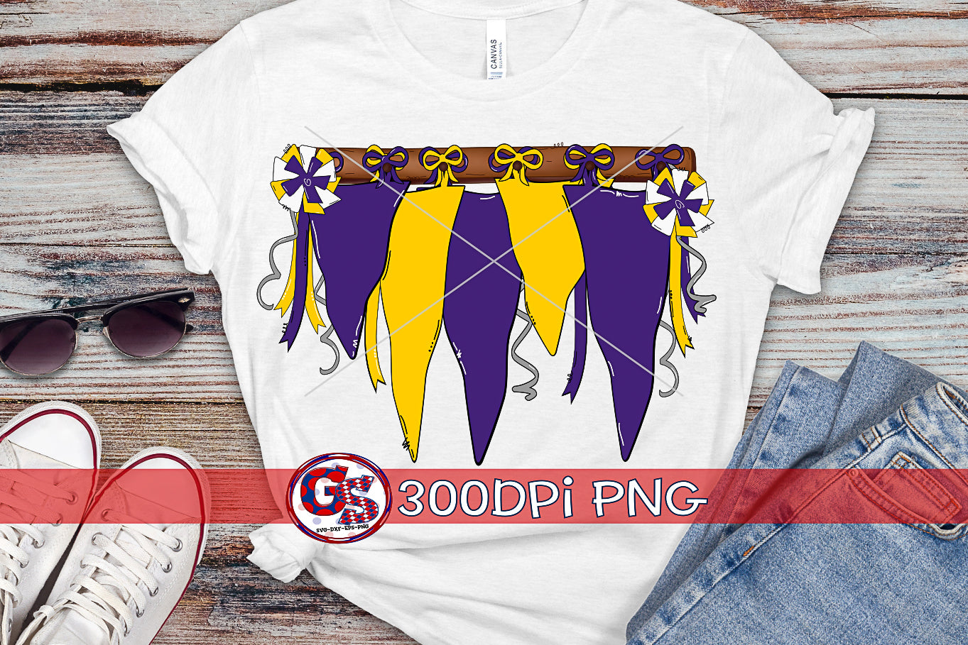 Purple and Yellow Spirit Pennants PNG for Sublimation-Homecoming PNG