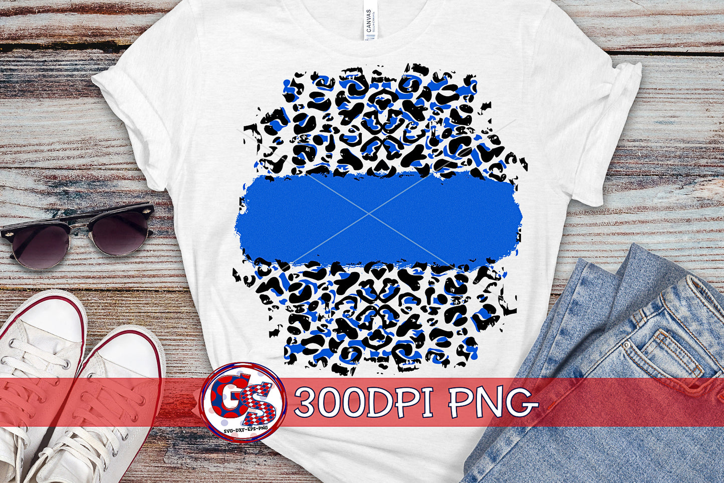 Royal Blue and Leopard Background PNG for Sublimation