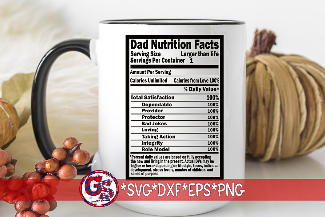 Dad Nutrition Facts SVG DXF EPS PNG