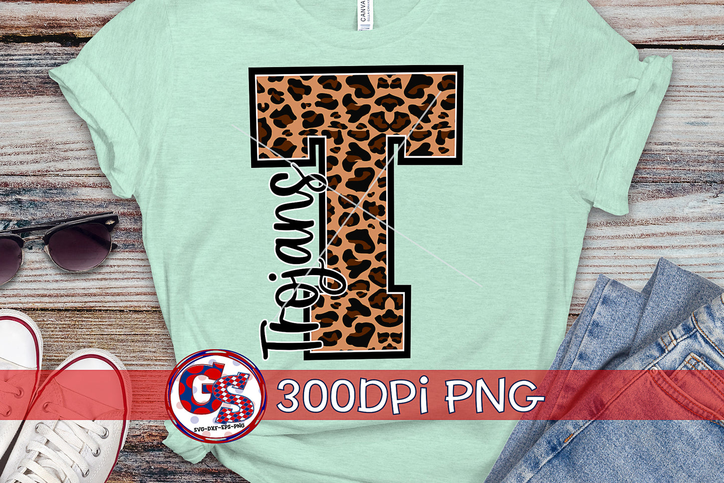 Leopard Print Trojans T PNG for Sublimation