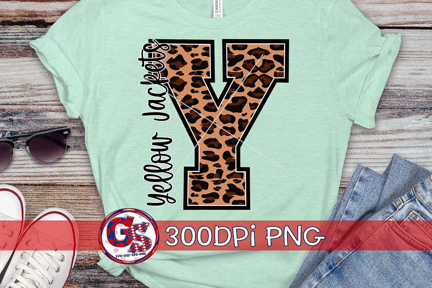 Leopard Print Yellow Jackets Y PNG for Sublimation