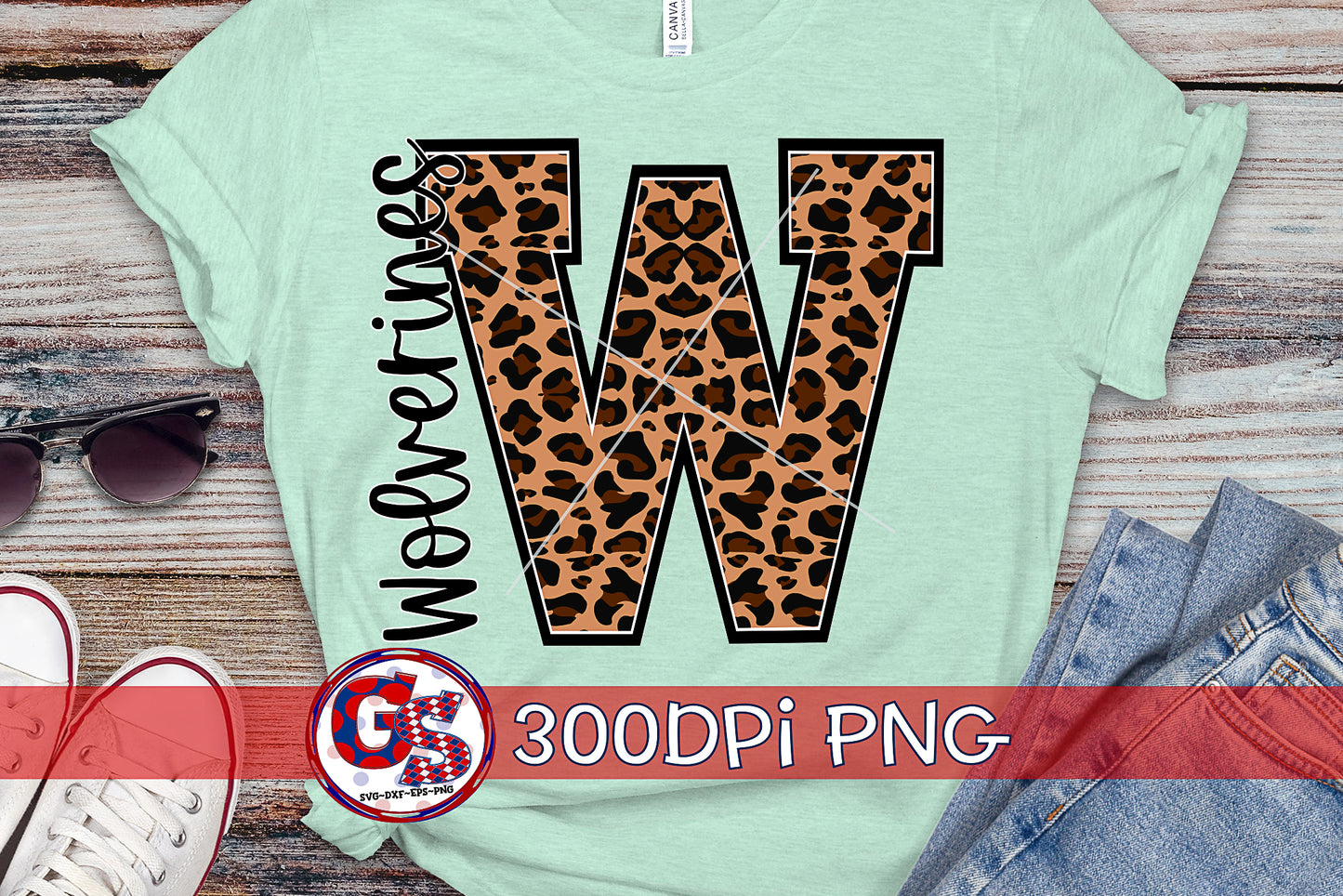 Leopard Print Wolverines W PNG for Sublimation