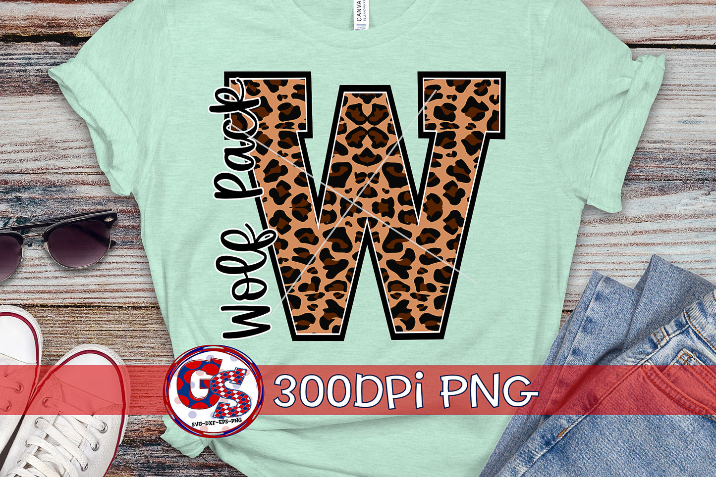 Leopard Print Wolf Pack W PNG for Sublimation