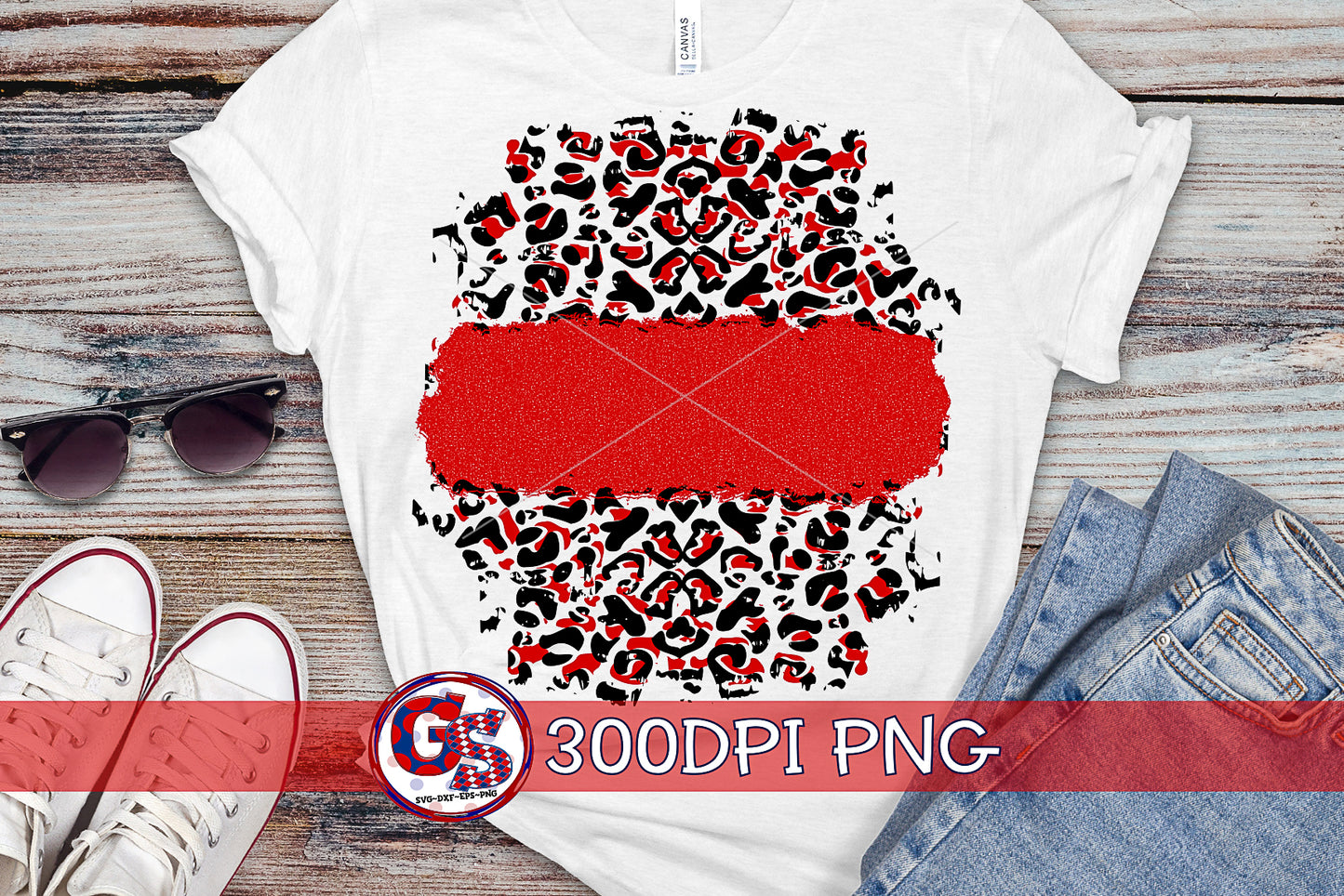 Red and Leopard Background PNG for Sublimation