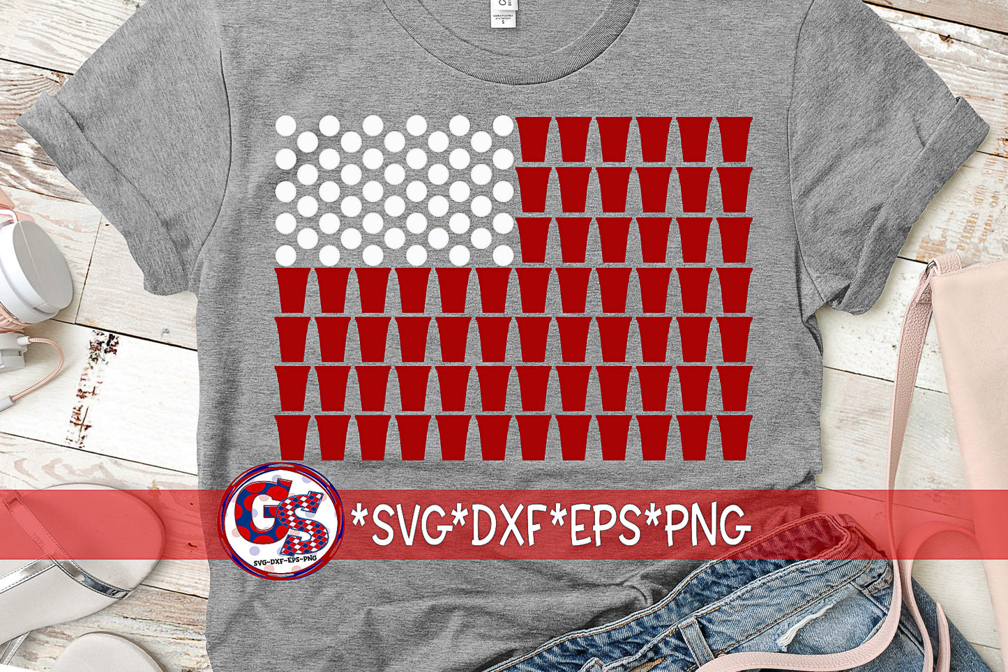 American Flag Beer Pong SVG DXF EPS PNG