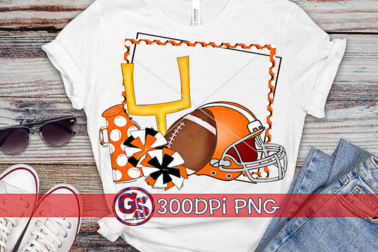 Football Frame Orange PNG for Sublimation